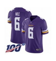 Men's Minnesota Vikings #6 Matt Wile Purple Team Color Vapor Untouchable Limited Player 100th Season Football Jersey