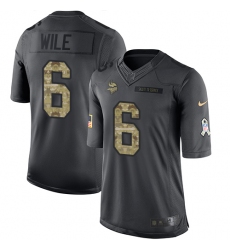 Men's Nike Minnesota Vikings #6 Matt Wile Limited Black 2016 Salute to Service NFL Jersey