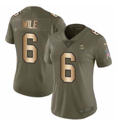 Women's Nike Minnesota Vikings #6 Matt Wile Limited Olive Gold 2017 Salute to Service NFL Jersey
