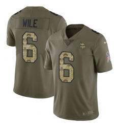 Youth Nike Minnesota Vikings #6 Matt Wile Limited Olive Camo 2017 Salute to Service NFL Jersey