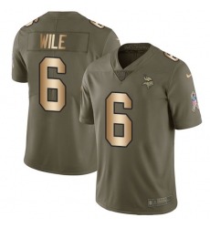 Youth Nike Minnesota Vikings #6 Matt Wile Limited Olive Gold 2017 Salute to Service NFL Jersey