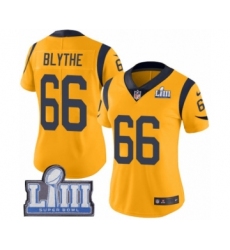 Women's Nike Los Angeles Rams #66 Austin Blythe Limited Gold Rush Vapor Untouchable Super Bowl LIII Bound NFL Jersey