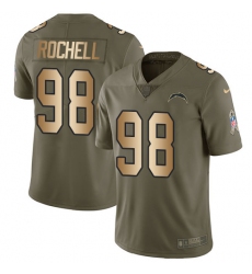 Men's Nike Los Angeles Chargers #98 Isaac Rochell Limited Olive Gold 2017 Salute to Service NFL Jersey