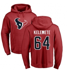 NFL Nike Houston Texans #64 Senio Kelemete Red Name & Number Logo Pullover Hoodie