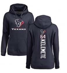 NFL Women's Nike Houston Texans #64 Senio Kelemete Navy Blue Backer Pullover Hoodie