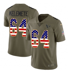Youth Nike Houston Texans #64 Senio Kelemete Limited Olive USA Flag 2017 Salute to Service NFL Jersey