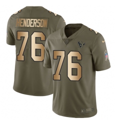 Men's Nike Houston Texans #76 Seantrel Henderson Limited Olive Gold 2017 Salute to Service NFL Jersey