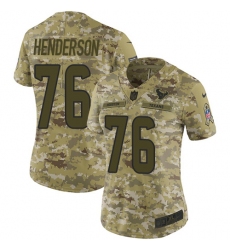 Women's Nike Houston Texans #76 Seantrel Henderson Limited Camo 2018 Salute to Service NFL Jersey