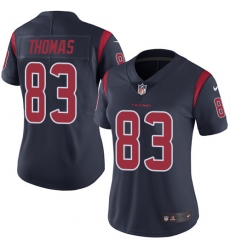Women's Nike Houston Texans #83 Jordan Thomas Limited Navy Blue Rush Vapor Untouchable NFL Jersey