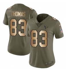 Women's Nike Houston Texans #83 Jordan Thomas Limited Olive Gold 2017 Salute to Service NFL Jersey