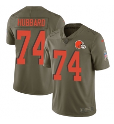 Men's Nike Cleveland Browns #74 Chris Hubbard Limited Olive 2017 Salute to Service NFL Jersey