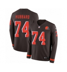 Youth Nike Cleveland Browns #74 Chris Hubbard Limited Brown Therma Long Sleeve NFL Jersey