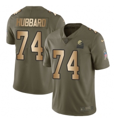 Youth Nike Cleveland Browns #74 Chris Hubbard Limited Olive Gold 2017 Salute to Service NFL Jersey