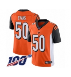 Men's Cincinnati Bengals #50 Jordan Evans Orange Alternate Vapor Untouchable Limited Player 100th Season Football Jersey
