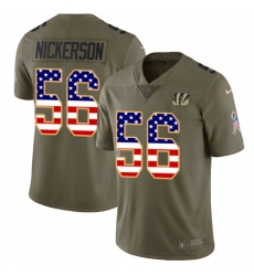 Men's Nike Cincinnati Bengals #56 Hardy Nickerson Limited Olive USA Flag 2017 Salute to Service NFL Jersey
