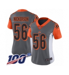 Women's Cincinnati Bengals #56 Hardy Nickerson Limited Silver Inverted Legend 100th Season Football Jersey