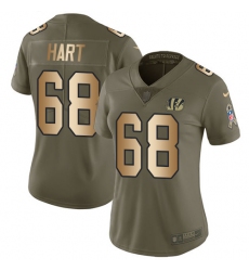 Women's Nike Cincinnati Bengals #68 Bobby Hart Limited Olive Gold 2017 Salute to Service NFL Jersey