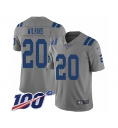 Youth Indianapolis Colts #20 Jordan Wilkins Limited Gray Inverted Legend 100th Season Football Jersey