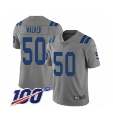 Men's Indianapolis Colts #50 Anthony Walker Limited Gray Inverted Legend 100th Season Football Jersey
