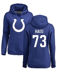 NFL Women's Nike Indianapolis Colts #73 Joe Haeg Royal Blue Name & Number Logo Pullover Hoodie