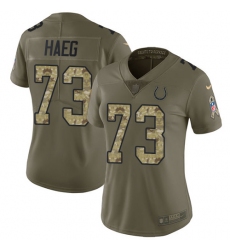 Women's Nike Indianapolis Colts #73 Joe Haeg Limited Olive Camo 2017 Salute to Service NFL Jersey