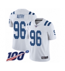 Men's Indianapolis Colts #96 Denico Autry White Vapor Untouchable Limited Player 100th Season Football Jersey