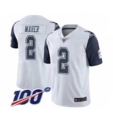 Men's Dallas Cowboys #2 Brett Maher Limited White Rush Vapor Untouchable 100th Season Football Jersey