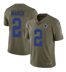 Men's Nike Dallas Cowboys #2 Brett Maher Limited Olive 2017 Salute to Service NFL Jersey