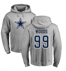 NFL Nike Dallas Cowboys #99 Antwaun Woods Ash Name & Number Logo Pullover Hoodie
