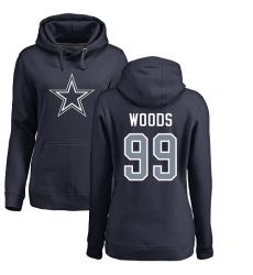 NFL Women's Nike Dallas Cowboys #99 Antwaun Woods Navy Blue Name & Number Logo Pullover Hoodie