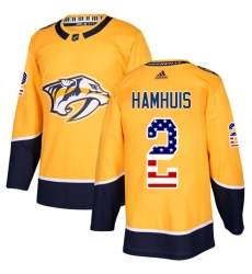 Youth Adidas Nashville Predators #2 Dan Hamhuis Authentic Gold USA Flag Fashion NHL Jersey