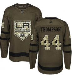 Men's Adidas Los Angeles Kings #44 Nate Thompson Authentic Green Salute to Service NHL Jersey