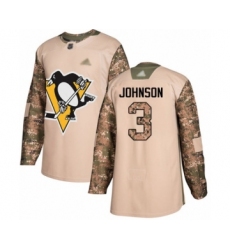 Men's Pittsburgh Penguins #3 Jack Johnson Authentic Camo Veterans Day Practice Hockey Jersey