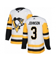 Youth Pittsburgh Penguins #3 Jack Johnson Authentic White Away Hockey Jersey
