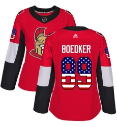 Women's Adidas Ottawa Senators #89 Mikkel Boedker Authentic Red USA Flag Fashion NHL Jersey