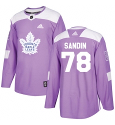 Youth Adidas Toronto Maple Leafs #78 Rasmus Sandin Authentic Purple Fights Cancer Practice NHL Jersey