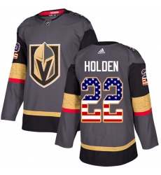 Men's Adidas Vegas Golden Knights #22 Nick Holden Authentic Gray USA Flag Fashion NHL Jersey