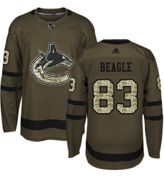 Youth Adidas Vancouver Canucks #83 Jay Beagle Premier Green Salute to Service NHL Jersey