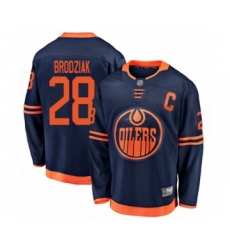 Men's Edmonton Oilers #28 Kyle Brodziak Authentic Navy Blue Alternate Fanatics Branded Breakaway Hockey Jersey