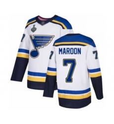 Men's St. Louis Blues #7 Patrick Maroon Authentic White Away 2019 Stanley Cup Final Bound Hockey Jersey