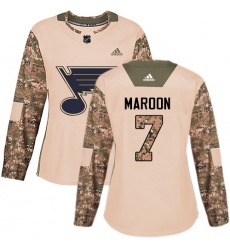 Women's Adidas St. Louis Blues #7 Patrick Maroon Authentic Camo Veterans Day Practice NHL Jersey