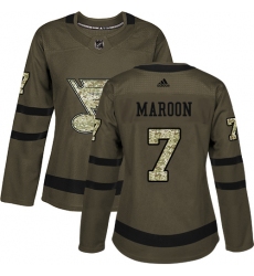 Women's Adidas St. Louis Blues #7 Patrick Maroon Authentic Green Salute to Service NHL Jersey