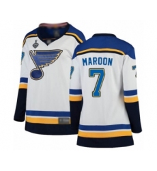 Women's St. Louis Blues #7 Patrick Maroon Fanatics Branded White Away Breakaway 2019 Stanley Cup Final Bound Hockey Jersey
