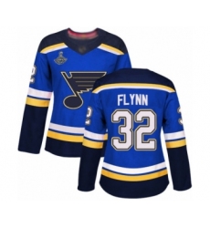 Women's St. Louis Blues #32 Brian Flynn Authentic Royal Blue Home 2019 Stanley Cup Champions Hockey Jersey