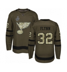 Youth St. Louis Blues #32 Brian Flynn Authentic Green Salute to Service 2019 Stanley Cup Final Bound Hockey Jersey