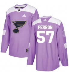 Men's Adidas St. Louis Blues #57 David Perron Authentic Purple Fights Cancer Practice NHL Jersey