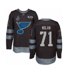 Men's St. Louis Blues #71 Jordan Nolan Authentic Black 1917-2017 100th Anniversary 2019 Stanley Cup Final Bound Hockey Jersey