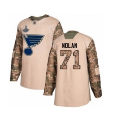 Youth St. Louis Blues #71 Jordan Nolan Authentic Camo Veterans Day Practice 2019 Stanley Cup Champions Hockey Jersey