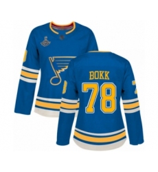 Women's St. Louis Blues #78 Dominik Bokk Authentic Navy Blue Alternate 2019 Stanley Cup Champions Hockey Jersey