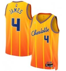 Men's Charlotte Hornets #4 Sion James Gold 2025-26 City Edition Swingman Stitched Jersey